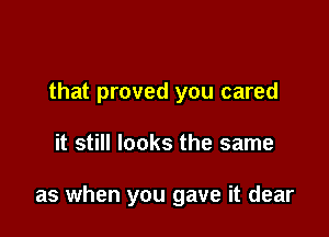 that proved you cared

it still looks the same

as when you gave it dear