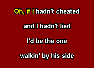 Oh, if I hadn't cheated
and I hadn't lied

I'd be the one

walkin' by his side