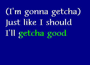 (I'm gonna getcha)
Just like I should

I'll getcha good