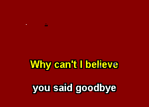 Why can't I believe

you said goodbye
