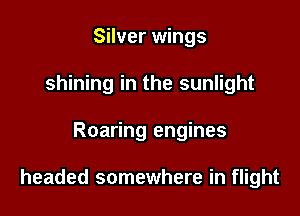 Silver wings
shining in the sunlight

Roaring engines

headed somewhere in flight