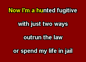 Now I'm a hunted fugitive

with just two ways
outrun the law

or spend my life in jail