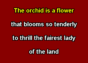 The orchid is a flower

that blooms so tenderly

to thrill the fairest lady

of the land