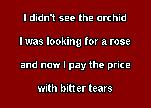 I didn't see the orchid

l was looking for a rose

and now I pay the price

with bitter tears