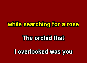 while searching for a rose

The orchid that

I overlooked was you
