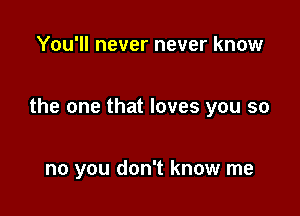 You'll never never know

the one that loves you so

no you don't know me
