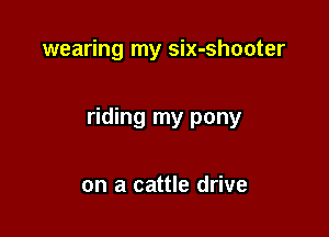 wearing my six-shooter

riding my pony

on a cattle drive