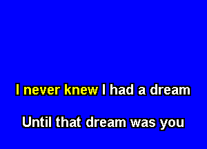 I never knew I had a dream

Until that dream was you