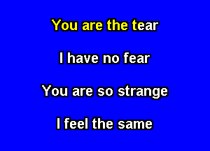 You are the tear

l have no fear

You are so strange

I feel the same