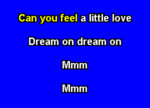 Can you feel a little love

Dream on dream on
Mmm

Mmm