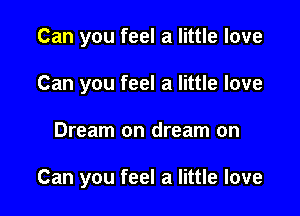 Can you feel a little love
Can you feel a little love

Dream on dream on

Can you feel a little love