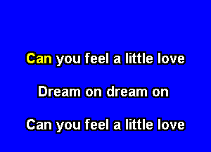 Can you feel a little love

Dream on dream on

Can you feel a little love
