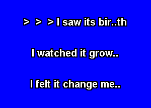 t? ) I saw its bir..th

I watched it grow..

I felt it change me..