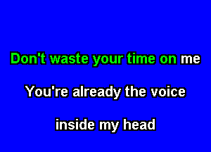 Don't waste your time on me

You're already the voice

inside my head