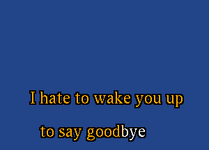 I hate to wake you up

to say goodbye