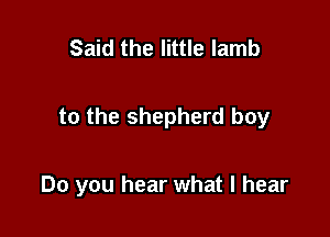 Said the little lamb

to the shepherd boy

Do you hear what I hear