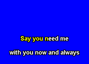 Say you need me

with you now and always