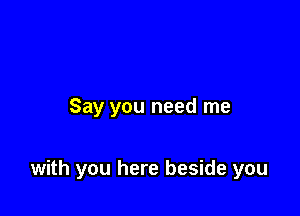 Say you need me

with you here beside you