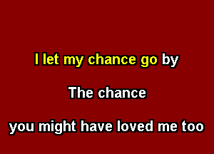 I let my chance go by

The chance

you might have loved me too