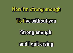 Now I'm strong enough

To live without you

Strong enough

and I quit crying