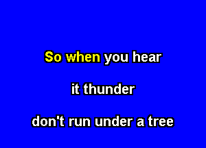 So when you hear

it thunder

don't run under a tree