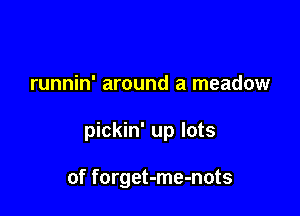 runnin' around a meadow

pickin' up lots

of forget-me-nots