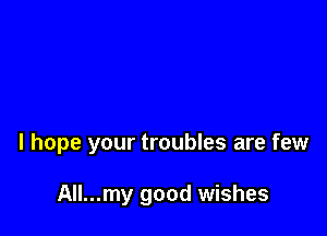 I hope your troubles are few

All...my good wishes