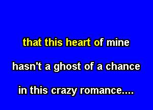 that this heart of mine

hasn't a ghost of a chance

in this crazy romance....