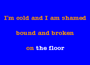 I'm cold and I am shamed

bound and broken

on the floor