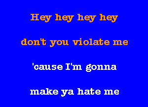 Hey hey hey hey
dont you violate me

'cause I'm gonna

make ya hate me
