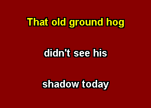 That old ground hog

didn't see his

shadow today