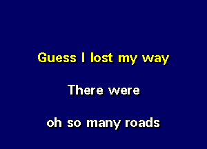 Guess I lost my way

There were

oh so many roads