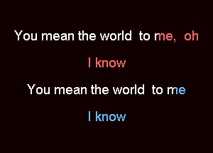 You mean the world to me, oh

I know
You mean the world to me

I know
