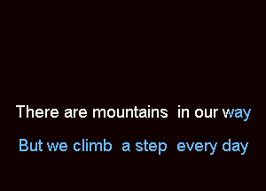 There are mountains in our way

But we climb a step every day