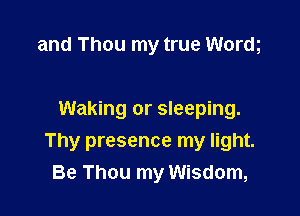 and Thou my true Wordg

Waking or sleeping.
Thy presence my light.
Be Thou my Wisdom,
