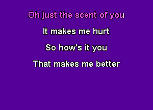 Oh just the scent of you

It makes me hurt
So how's it you

That makes me better