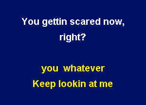 You gettin scared now,
right?

you whatever
Keep lookin at me