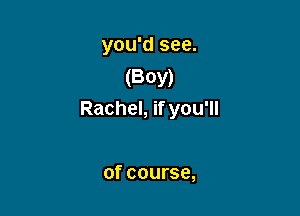 you'd see.
(Boy)

Rachel, if you'll

of course,