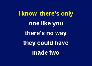 I know there's only
one like you

there's no way
they could have
made two