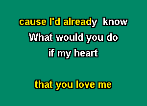 cause I'd already know
What would you do

if my heart

that you love me