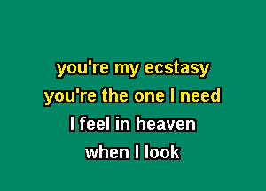 you're my ecstasy

you're the one I need
I feel in heaven
when I look