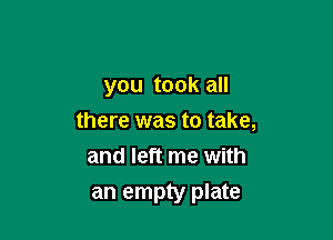 you took all

there was to take,
and left me with
an empty plate