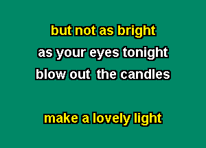 but not as bright
as your eyes tonight
blow out the candles

make a lovely light