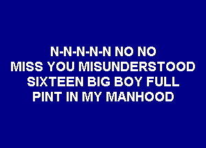 N-N-N-N-N N0 N0
MISS YOU MISUNDERSTOOD
SIXTEEN BIG BOY FULL
PINT IN MY MANHOOD