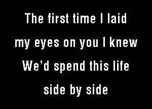 The first time I laid

my eyes on you I knew

We,d spend this lite
side by side