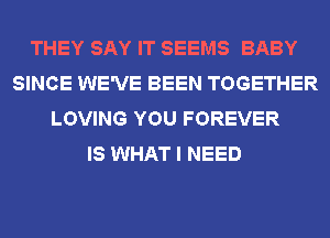 THEY SAY IT SEEMS BABY
SINCE WE'VE BEEN TOGETHER
LOVING YOU FOREVER
IS WHAT I NEED