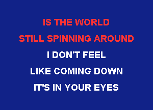 I DON'T FEEL

LIKE COMING DOWN
IT'S IN YOUR EYES