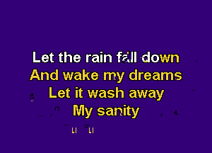 Let the rain f?lll down
And wake my dreams

Let it wash away
My sanity

Ll ll