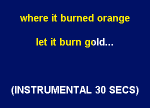 where it burned orange

let it burn gold...

(INSTRUMENTAL 30 SECS)