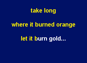 takelong

where it burned orange

let it burn gold...